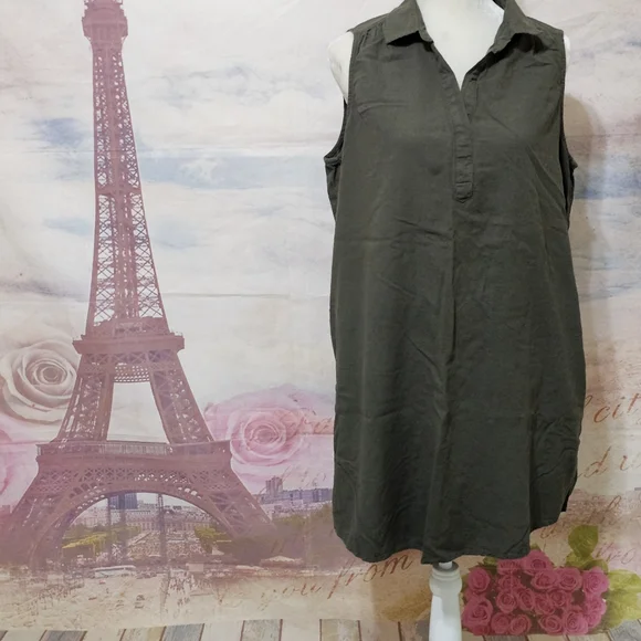 St John's Bay Sleeveless Dark Green Shirt Dress Sz XL - Picture 2 of 7